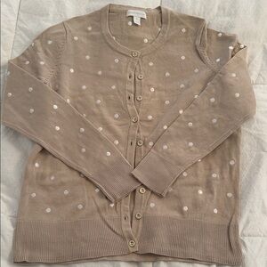 Charter Club Beige Polka Dot Cardigan